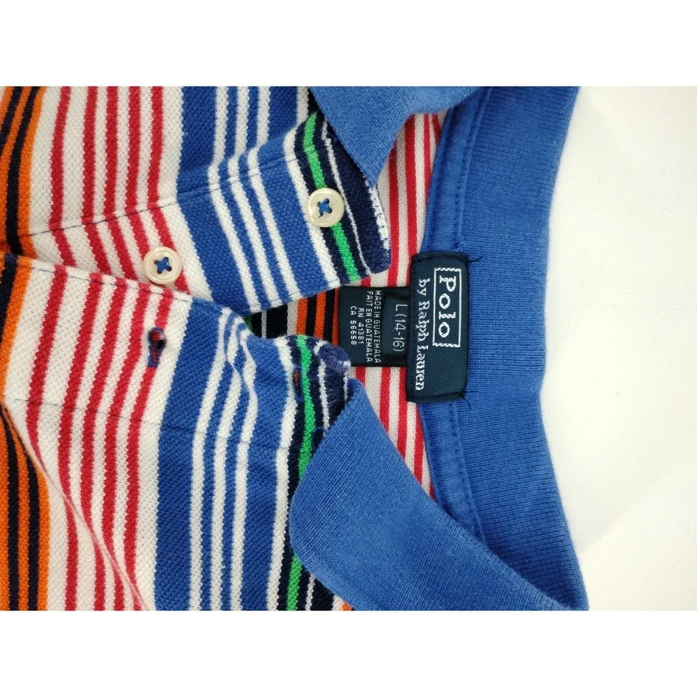 Polo Ralph Lauren Shirt Boy Large 14 16 Colorful Stripe Pony Logo